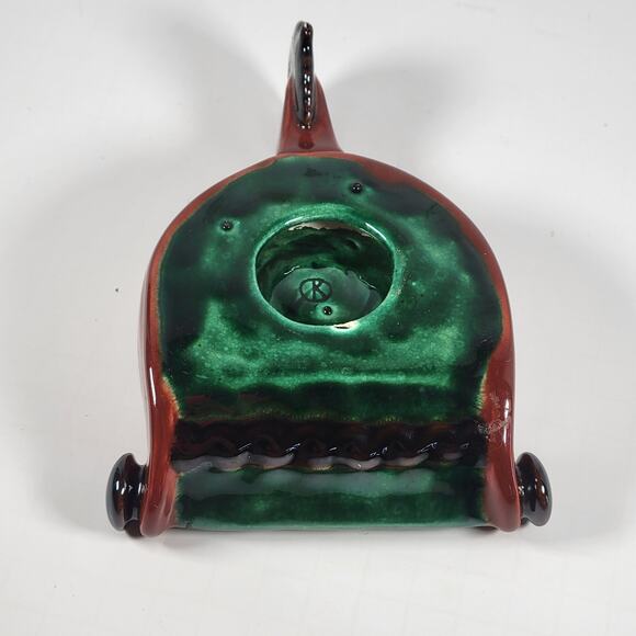 Vintage Green and Brown Spur Ashtray with Handle, Mid-Century Modern Farmhouse - Picture 8 of 11